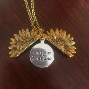 You Are My Sunshine Gold Sunflower Necklace